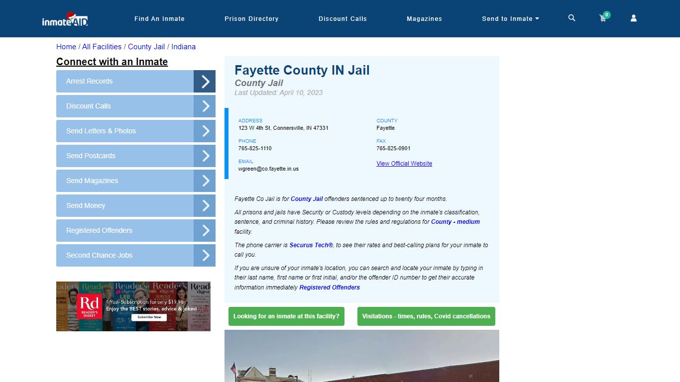 Fayette County IN Jail - Inmate Locator - Connersville, IN